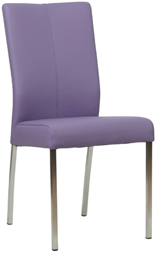Leren eetkamerstoel Comfort - Toledo Leer Lila - Vierkant - RVS