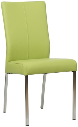 Leren eetkamerstoel Comfort - Hermes Leer Lime - Vierkant - RVS