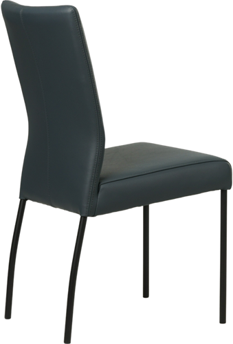Leren eetkamerstoel Comfort - Toledo Leer Marine - Rond - Zwart-2