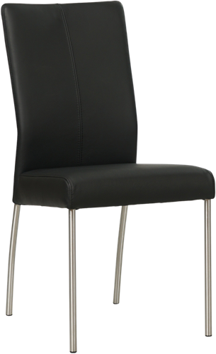 Leren eetkamerstoel Comfort - Hermes Leer Nero - Rond - RVS