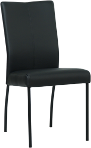 Zwarte leren moderne eetkamerstoel Comfort - poot rond zwart - Toledo Leer Nero (zwart leer)