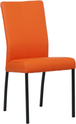 Leren eetkamerstoel Comfort - Toledo Leer Orange - Vierkant - Zwart