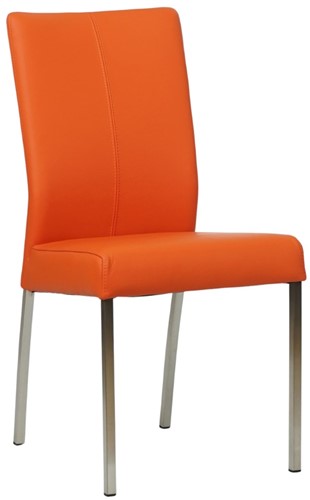 Leren eetkamerstoel Comfort - Toledo Leer Orange - Vierkant - RVS