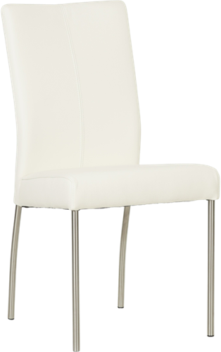 Leren eetkamerstoel Comfort - Toledo Leer Purewhite - Rond - RVS