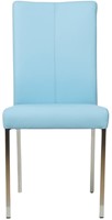Leren eetkamerstoel Comfort - Toledo Leer Sky Blue - Vierkant - RVS-2