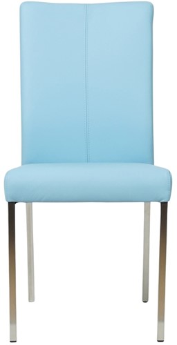 Leren eetkamerstoel Comfort - Toledo Leer Sky Blue - Vierkant - RVS-2