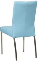 Leren eetkamerstoel Comfort - Toledo Leer Sky Blue - Vierkant - RVS-3