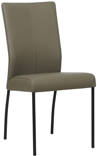 Leren eetkamerstoel Comfort - Toledo Leer Smog - Rond - Zwart