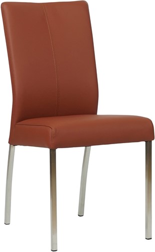Leren eetkamerstoel Comfort - Toledo Leer Terra - Vierkant - RVS