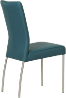 Leren eetkamerstoel Comfort - Hermes Leer Turquoise - Rond - RVS-2