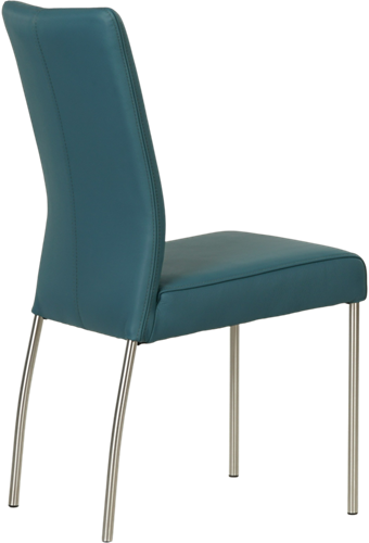Leren eetkamerstoel Comfort - Hermes Leer Turquoise - Rond - RVS-2