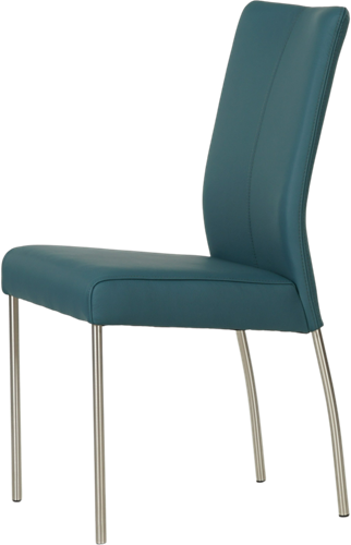 Leren eetkamerstoel Comfort - Hermes Leer Turquoise - Rond - RVS-3