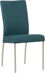 Leren eetkamerstoel Comfort - Toledo Leer Turquoise - Rond - RVS