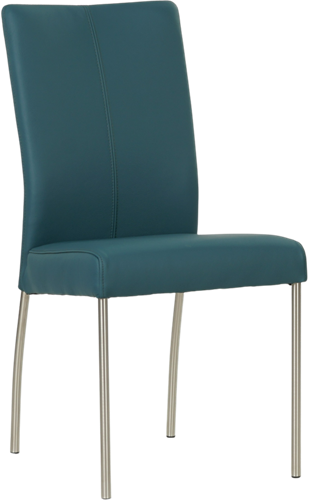 Leren eetkamerstoel Comfort - Toledo Leer Turquoise - Rond - RVS