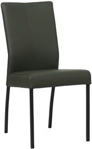 Donkergroene leren moderne eetkamerstoel Comfort - poot vierkant zwart - Toledo Leer Verde (donkergroen leer)