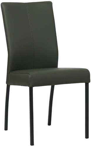 Leren eetkamerstoel Comfort - Hermes Leer Verde - Vierkant - Zwart