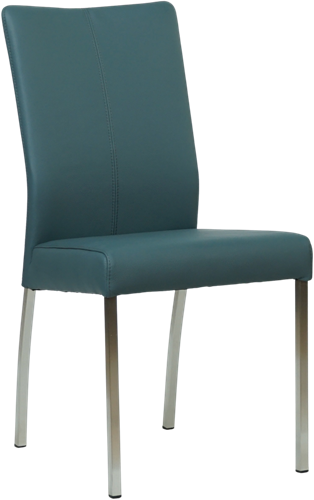 Leren eetkamerstoel Comfort - Toledo Leer Whale - Vierkant - RVS