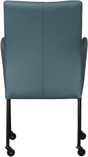 Leren eetkamerstoel Comfort - met wieltjes en armleuning - Toledo Leer Whale - Poot - Rond - Zwart - Skate wiel zwart-3