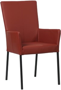Rode leren moderne eetkamerstoel Daily - poot vierkant zwart - Toledo Leer Cherry (rood leer)