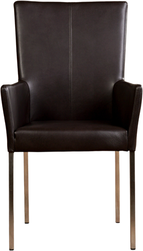 Leren eetkamerstoel Daily - met armleuning - Granada leer Ebony - Poot - RVS-2
