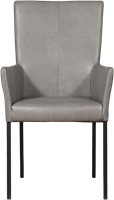 Leren eetkamerstoel Daily - met armleuning - Granada leer Steel - Kleur poot, zwart-2