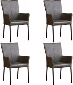 Set van 4 Leren eetkamerstoelen Daily - met armleuning