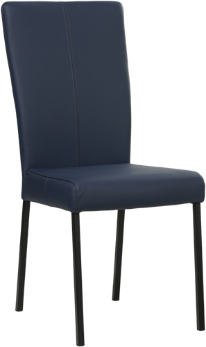 Leren eetkamerstoel Daily - Hermes Leer Kobalt - Zwart