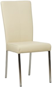 Crème leren moderne eetkamerstoel Daily - poot vierkant rvs - Toledo Leer Polar (crème leer)