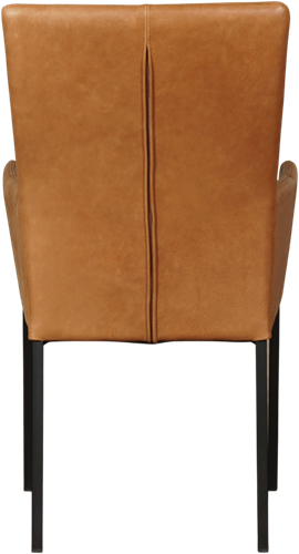Leren eetkamerstoel Daily - met armleuning - Vintage Leer Cognac - Poot - Zwart-3