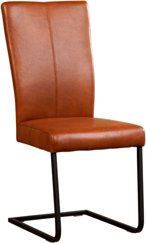 Leren eetkamerstoel Dare - met sledepoot zonder armleuning - Granada Amber - Kleur poot, RVS