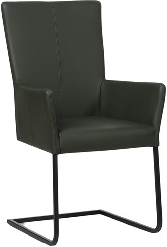 Leren eetkamerstoel Dare - met armleuning en sledepoot vierkant - Toledo Leer Verde - Poot - Zwart