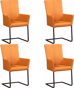 Set van 4 Leren eetkamerstoelen Dare - met armleuning