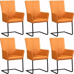Leren eetkamerstoel Dare - met armleuning - set van 6 stoelen