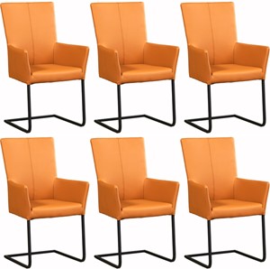 Set van 6 Leren eetkamerstoelen Dare - met armleuning