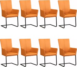 Leren eetkamerstoel Dare - met armleuning - set van 8 stoelen
