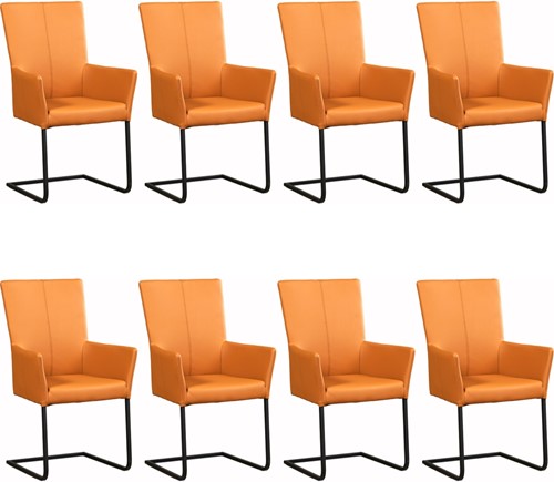Leren eetkamerstoel Dare - met armleuning - set van 8 stoelen