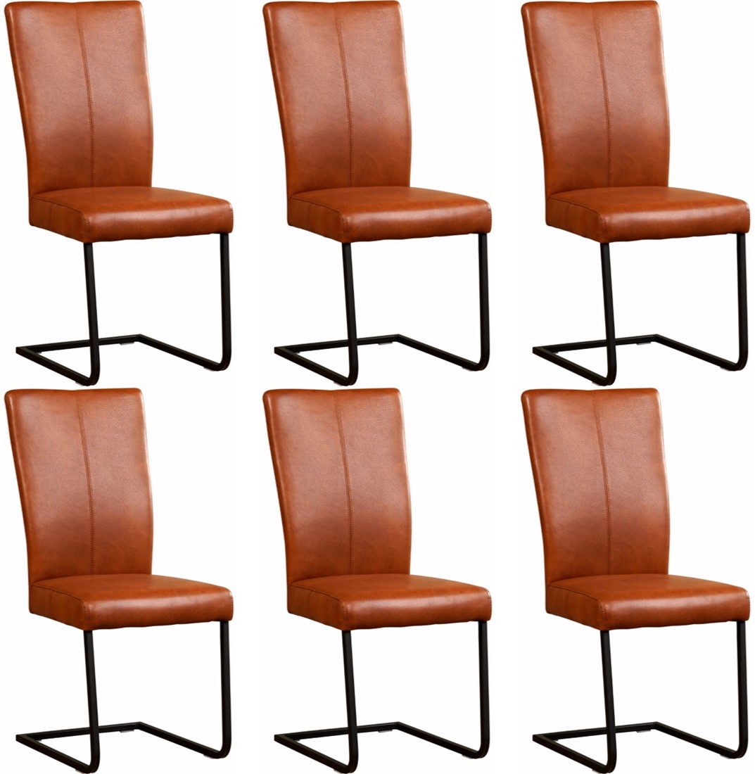 Historicus Isaac Vervormen Leren eetkamerstoel Dare - set van 6 stoelen ShopX