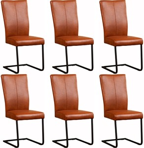 Set van 6 Leren eetkamerstoelen Dare