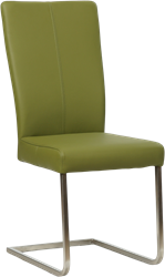 Leren eetkamerstoel Dare - met sledepoot zonder armleuning - Toledo Leer Apple Green - Poot - RVS