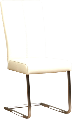 Leren eetkamerstoel Dare - met sledepoot zonder armleuning - Toledo Leer Bianco - Poot - RVS