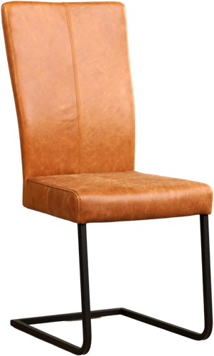Leren eetkamerstoel Dare - met sledepoot zonder armleuning - Vintage Leer Cognac - Poot - Zwart