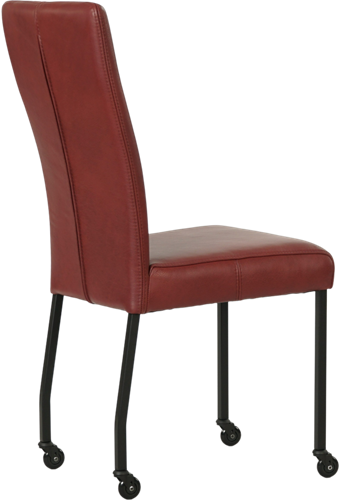 Leren eetkamerstoel Deal - met wieltjes - Granada leer Rouge - Vierkant - Zwart - Skate wiel zwart-2