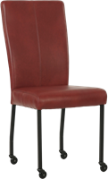 Leren eetkamerstoel Deal - met wieltjes - Granada leer Rouge - Vierkant - Zwart - Skate wiel zwart