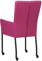 Leren eetkamerstoel Deal - met wieltjes en armleuning - Hermes Leer Purple - Poot Zwart - Skate wiel zwart-3