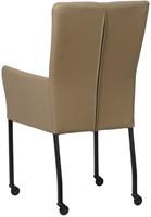 Leren eetkamerstoel Deal - met wieltjes en armleuning - Toledo Leer Mocca - Poot Zwart - Skate wiel zwart-3