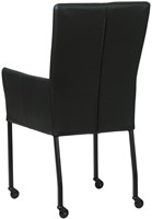 Leren eetkamerstoel Deal - met wieltjes en armleuning - Toledo Leer Nero - Poot Zwart - Skate wiel zwart-3