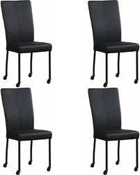 Leren eetkamerstoel Deal - met wieltjes - set van 4 stoelen