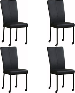 Set van 4 Leren eetkamerstoelen Deal - met wieltjes