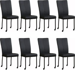 Leren eetkamerstoel Deal - met wieltjes - set van 8 stoelen