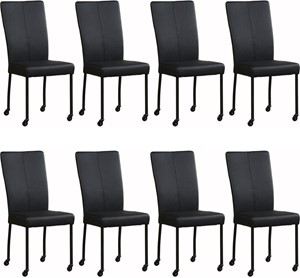 Set van 8 Leren eetkamerstoelen Deal - met wieltjes